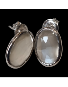 Boucles Labradorite ovales facettée Argent 925