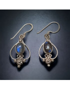 Boucles Labradorite sertie Argent 925