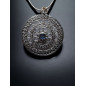 Pendentif Labradorite Médaillon Fleur de vie et chaîne Argent 925