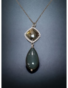 Pendentif Labradorite Goutte et Pierre facettée Argent 925