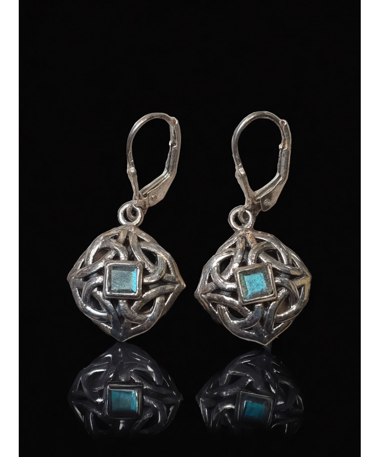 Boucles Labradorite losanges Argent 925