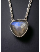 Pendentif Labradorite & chaîne Argent 925