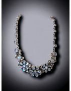 Collier Labradorite Fleurs serties & chaîne Argent 925