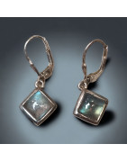 Boucles Labradorite losanges Argent 925