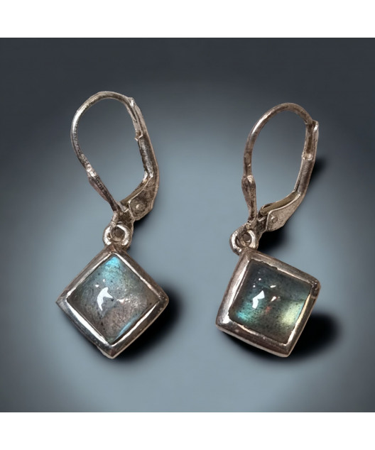 Boucles Labradorite losanges Argent 925