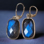 Boucles Labradorite rectangles Argent 925