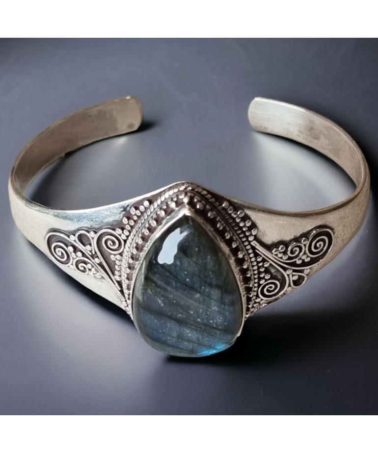 Bracelet Labradorite Ethnique rigide Argent 925