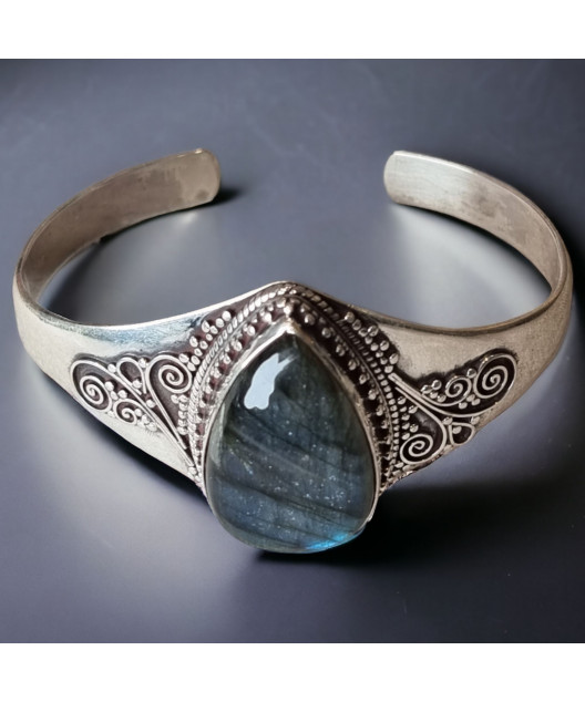 Bracelet Labradorite Ethnique rigide Argent 925