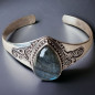 Bracelet Labradorite Ethnique rigide Argent 925