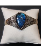 Bracelet Labradorite Ethnique rigide Argent 925