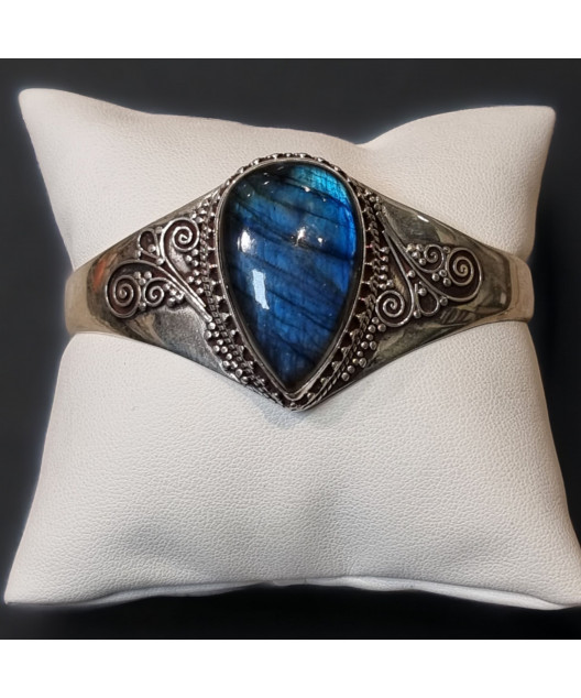 Bracelet Labradorite Ethnique rigide Argent 925