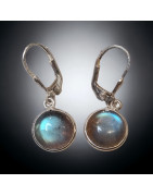 Boucles Labradorite rondes Argent 925