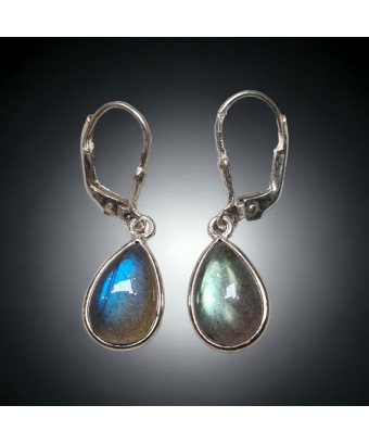 Boucles Labradorite gouttes Argent 925