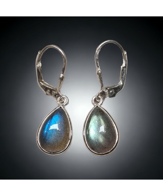 Boucles Labradorite gouttes Argent 925