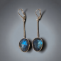 Boucles Labradorite facettées pendants Argent 925