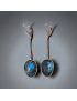 Boucles d'oreilles Labradorite facettées pendants Argent 925