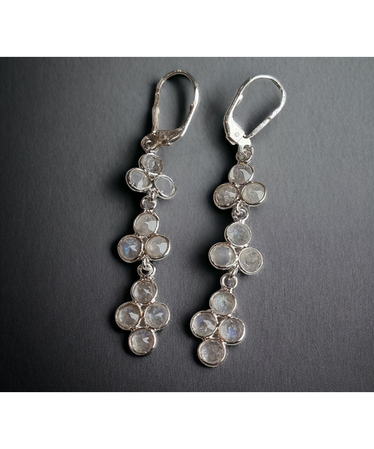 Boucles d'oreilles Pierres de lune serties Argent 925