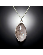 Pendentif Cristal de roche Arc en ciel Argent 925 sur cordon réglable