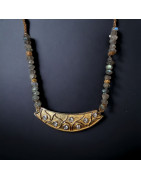 Collier Labradorite & Zirconium plaqué or