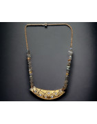 Collier Labradorite & Zirconium plaqué or
