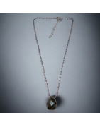 Pendentif Labradorite et Chaîne perles d'émail Acier