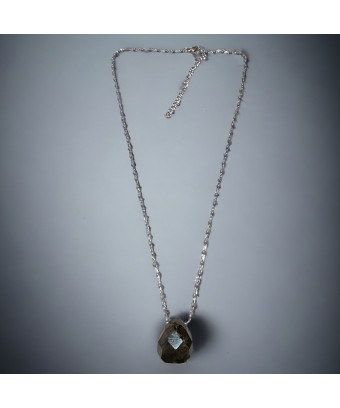 Pendentif Labradorite et Chaîne perles d'émail Acier