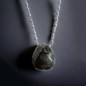 Pendentif Labradorite et Chaîne perles d'émail Acier