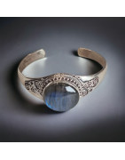 Bracelet Labradorite Ethnique rigide Argent 925