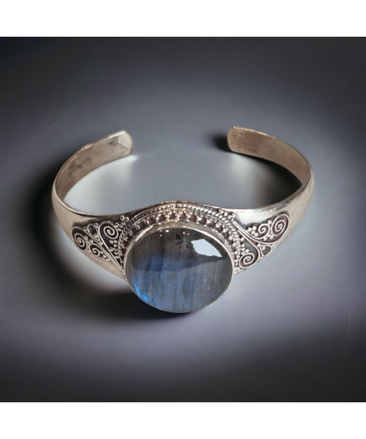 Bracelet Labradorite Ethnique rigide Argent 925