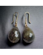 Boucles Labradorite facettées Plaqué or