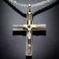 Pendentif Crucifix Nacre Vermeil sur collier Pierre de lune facettée