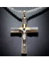 Pendentif Crucifix Nacre Vermeil sur collier Pierre de lune facettée
