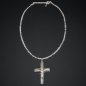 Pendentif Crucifix Nacre Vermeil sur collier Pierre de lune facettée
