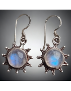 Boucles Pierre de lune Soleil Argent 925