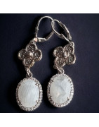 Boucles Pierre de lune & Zirconium Argent 925