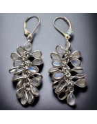 Boucles Pierre de lune Grappe Argent 925