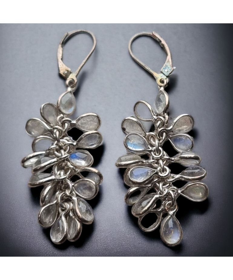 Boucles Pierre de lune Grappe Argent 925