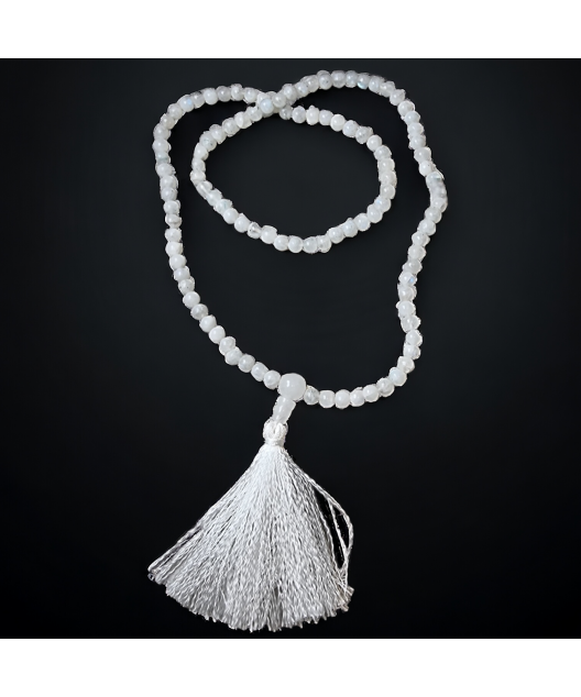 Collier Mala Pierre de lune 108 pierres rondes 8mm