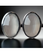 Boucles Pierre de lune grise sertie Argent 925