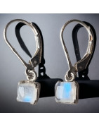 Boucles Pierre de lune sertie Argent 925