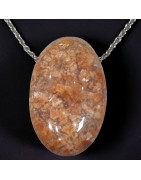 Pendentif Agate fleur de cerisier avec chaîne