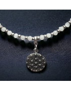 Pendentif Fleur de vie sur collier Pierre de lune facettée Argent 925