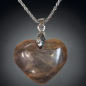 Pendentif Pierre de lune noire Cœur avec bélière et chaîne