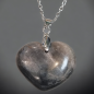 Pendentif Pierre de lune noire Cœur avec bélière et chaîne