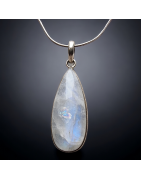 Pendentif Pierre de lune goutte & chaîne Argent 925