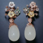Boucles Pierre de lune et fleurs de Nacre & Zirconium Plaqué or rose
