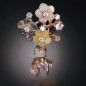 Boucles Pierre de lune et fleurs de Nacre & Zirconium Plaqué or rose