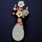 Boucles Pierre de lune et fleurs de Nacre & Zirconium Plaqué or rose