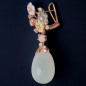 Boucles Pierre de lune et fleurs de Nacre & Zirconium Plaqué or rose