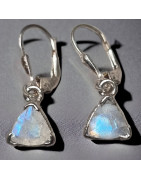 Boucles Pierre de lune triangulaires Argent 925